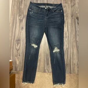 Judy Blue Dark Wash Distressed Skinny Jeans